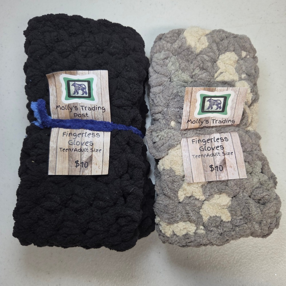 Mollys Trading Post Fingerless Gloves Teen Adult Black Gray Lot of 2 NWT